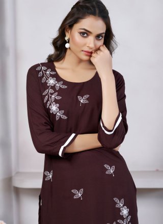 Wine Rayon Designer Kurti