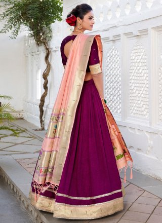 Wine Vichitra Silk A - Line Lehenga Choli