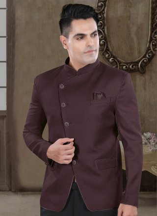 Wine Viscose Jodhpuri Suit