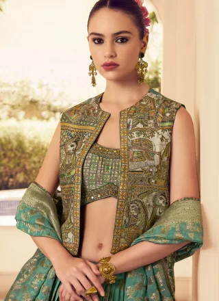 Winsome Teal Silk Readymade Lehenga Choli