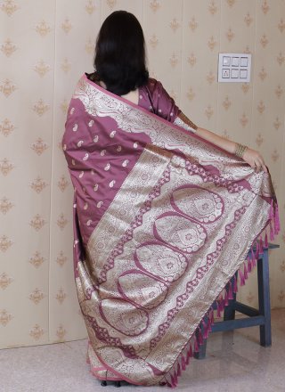 Woven Work Banarasi Silk Contemporary Sari In Purple