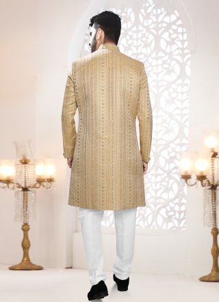 Woven Work Jacquard Indo Western In Beige