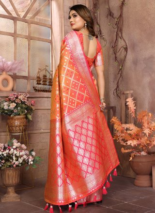 Woven Work Silk Contemporary Saree In Mustard for Ceremonial