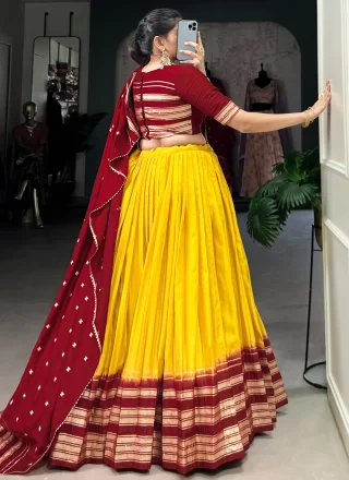 Yellow Chanderi A - Line Lehenga Choli