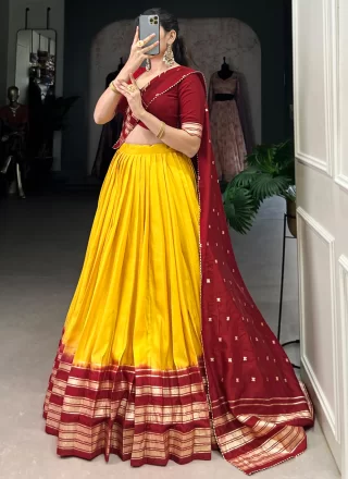 Yellow Chanderi A - Line Lehenga Choli
