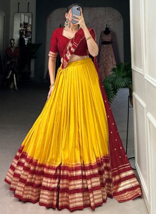 Yellow Chanderi A - Line Lehenga Choli