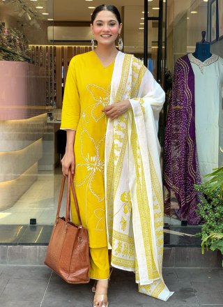 Yellow Chanderi Salwar Suit