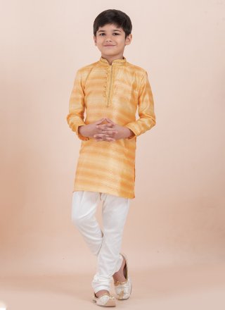 Yellow Cotton Kurta Pyjama