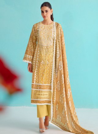 Yellow Cotton Lawn Salwar Suit
