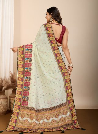 Yellow Cotton Trendy Saree with Digital Print Work for Casual