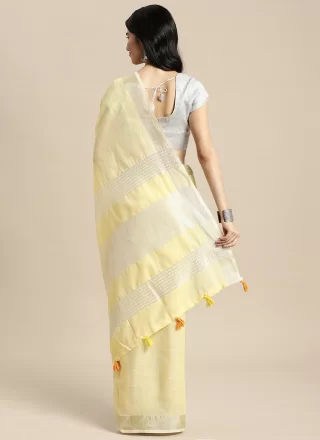 Yellow Cotton Woven Work Classic Saree