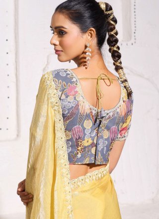 Yellow Crush Trendy Saree with Embroidered and Sequins Work