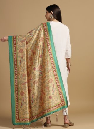 Yellow Digital Print Work Silk Dupatta Dupatta