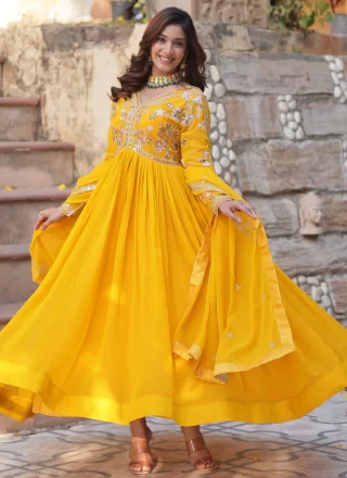 Yellow Faux Georgette Gown