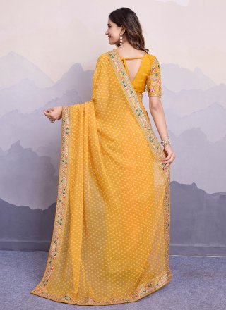Yellow Georgette Classic Saree