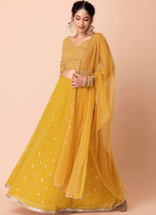 Yellow Georgette Lehenga Choli