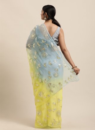 Yellow Gota Work Organza Casual Sari