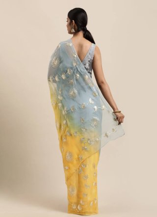 Yellow Organza Gota Work Trendy Saree