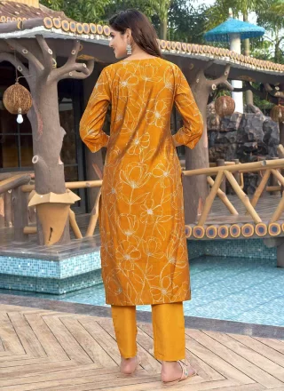 Yellow Rayon Designer Kurti with Digital Print Work
