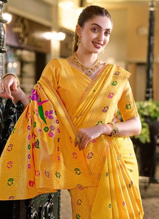 Yellow Silk Blend Classic Sari