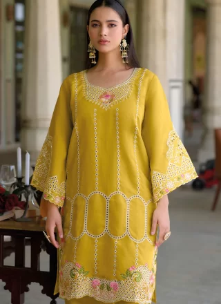 Yellow Silk Casual Kurti