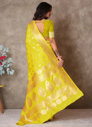 Yellow Silk Classic Saree with Weaving Work