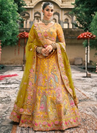 Yellow Silk Lehenga Choli