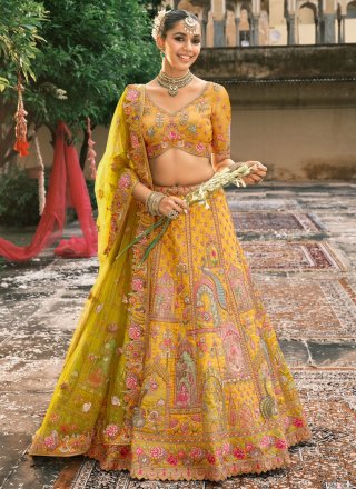 Yellow Silk Lehenga Choli
