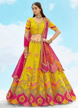 Yellow Silk Lehenga Choli
