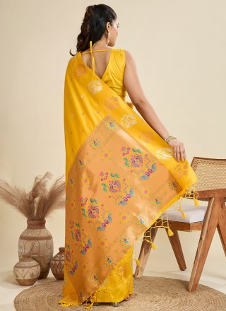 Yellow Silk Trendy Saree
