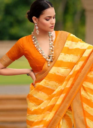 Yellow Silk Trendy Saree