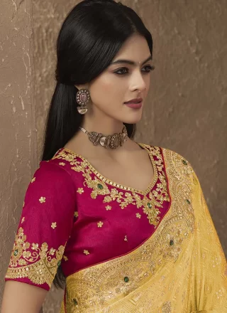 Yellow Silk Trendy Saree