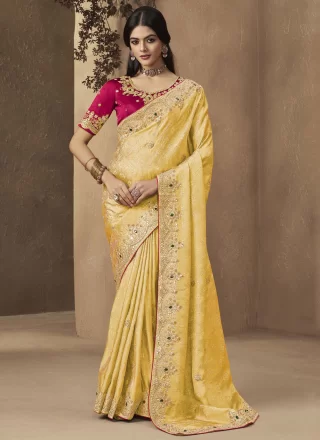 Yellow Silk Trendy Saree