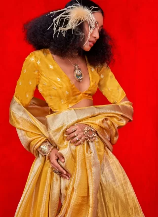Yellow Tissue Designer Saree