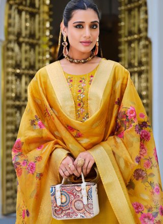 Yellow Viscose Readymade Salwar Suit