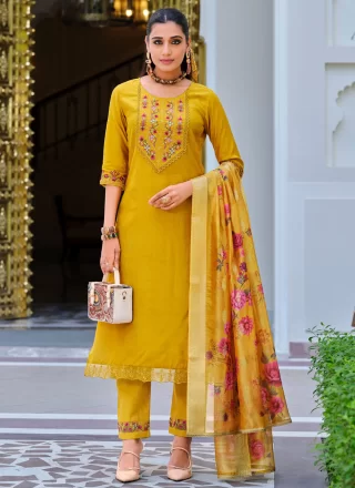 Yellow Viscose Readymade Salwar Suit