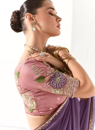 Zesty Lavender Organza Traditional Saree