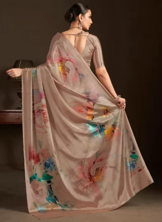 Remarkable Brown Crepe Silk Traditional Saree