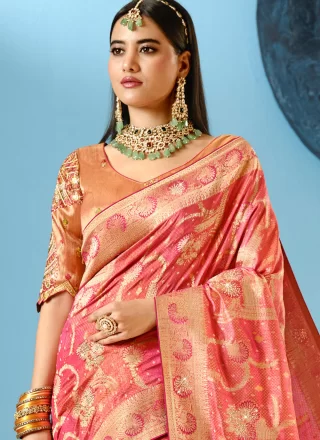 Silk Contemporary Saree In Pink Colour