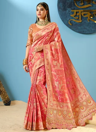 Silk Contemporary Saree In Pink Colour