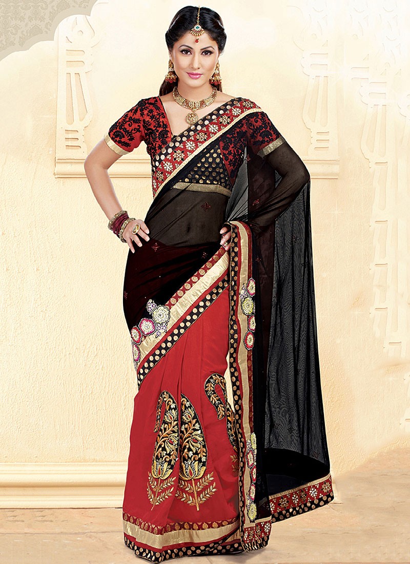 Buy Party Wear Black Stone Work Net Saree Online From Surat Wholesale Shop.