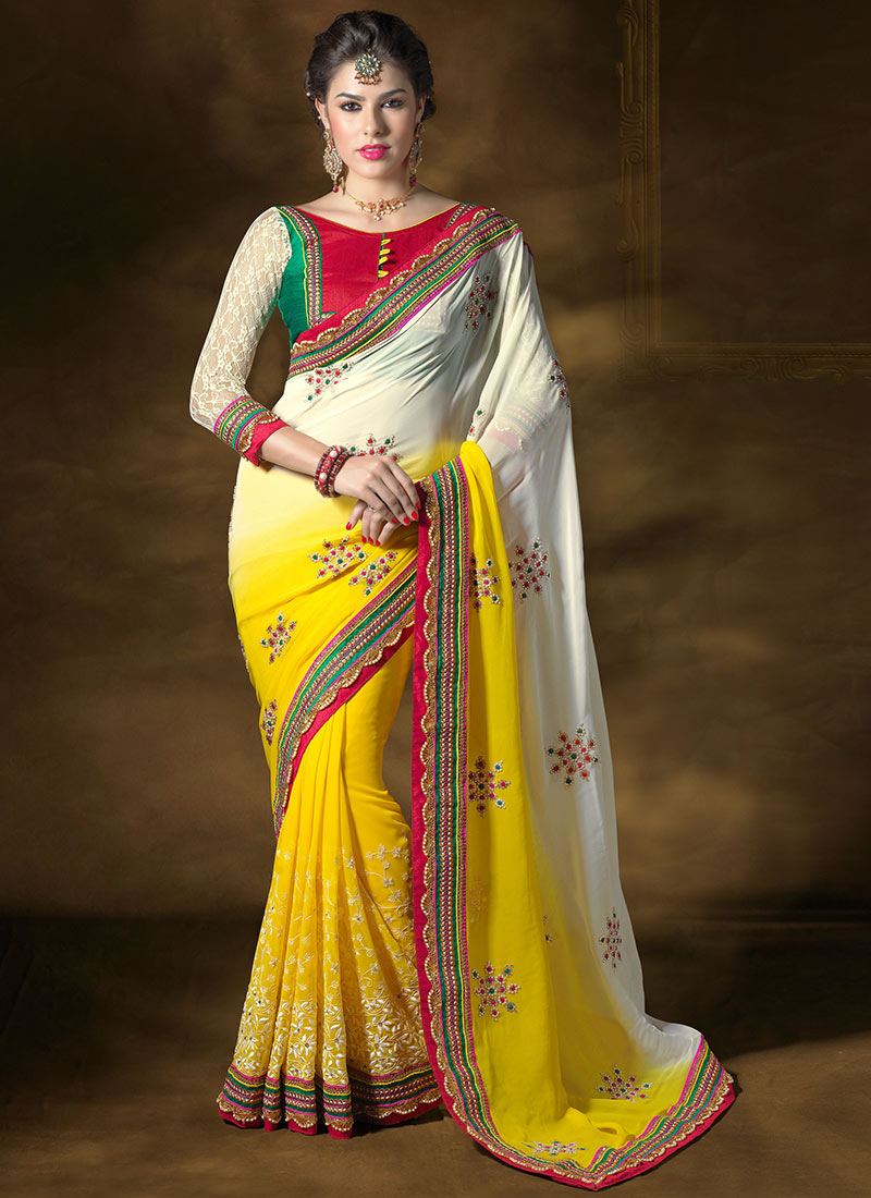 Yellow Georgette Saree