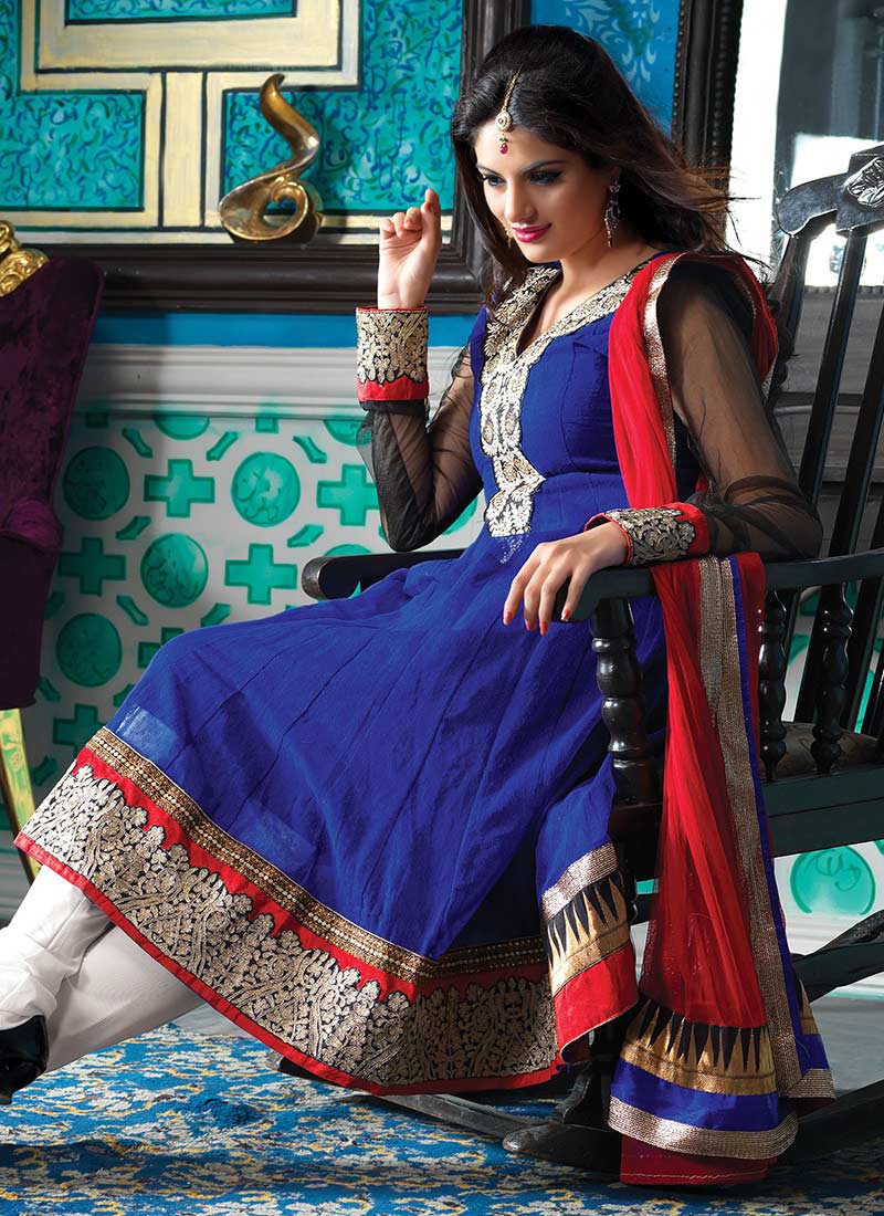 blue long churidar