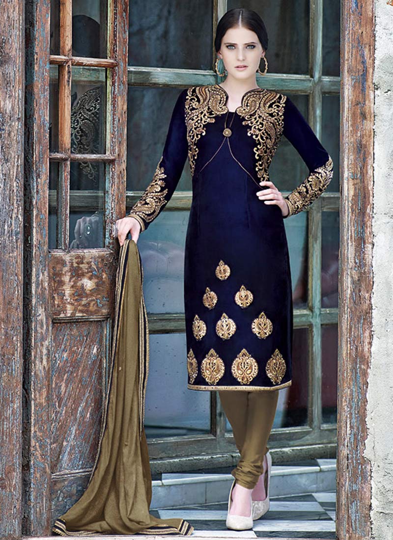 blue churidar suit