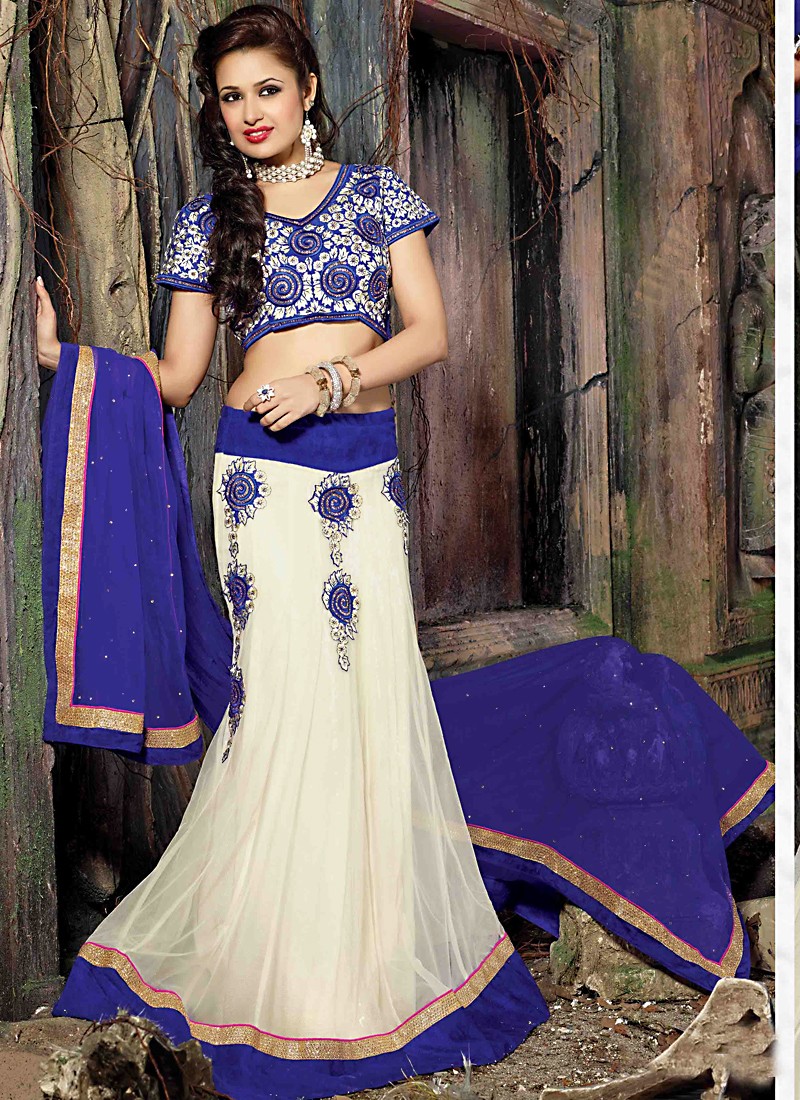 white and blue lehenga designs