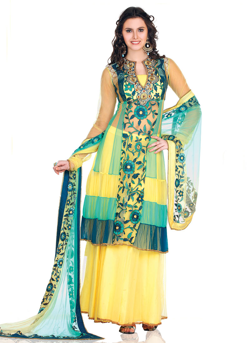 Yellow Net Pakistani Suit Pakistani Suits