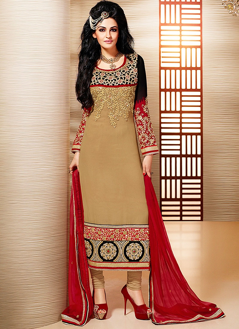 brown churidar designs