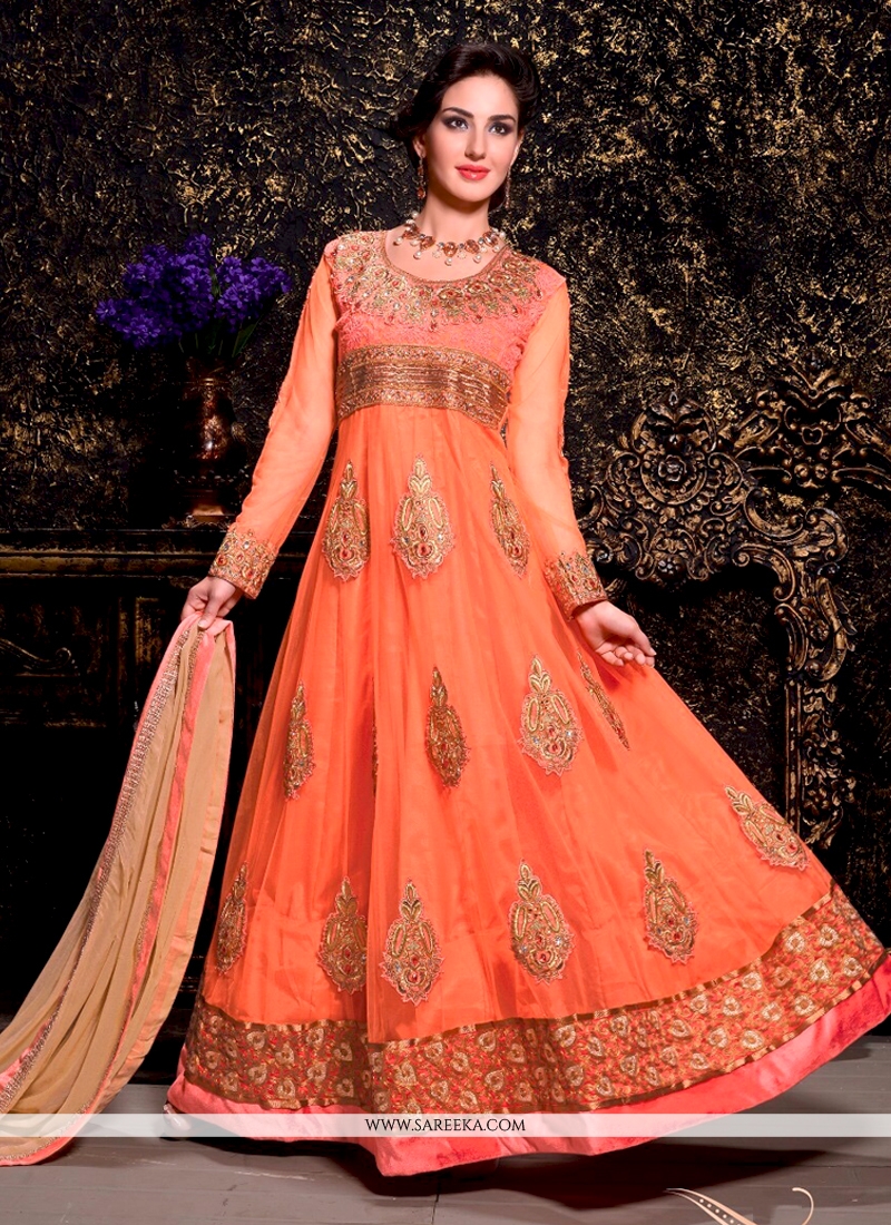 peach anarkali suits