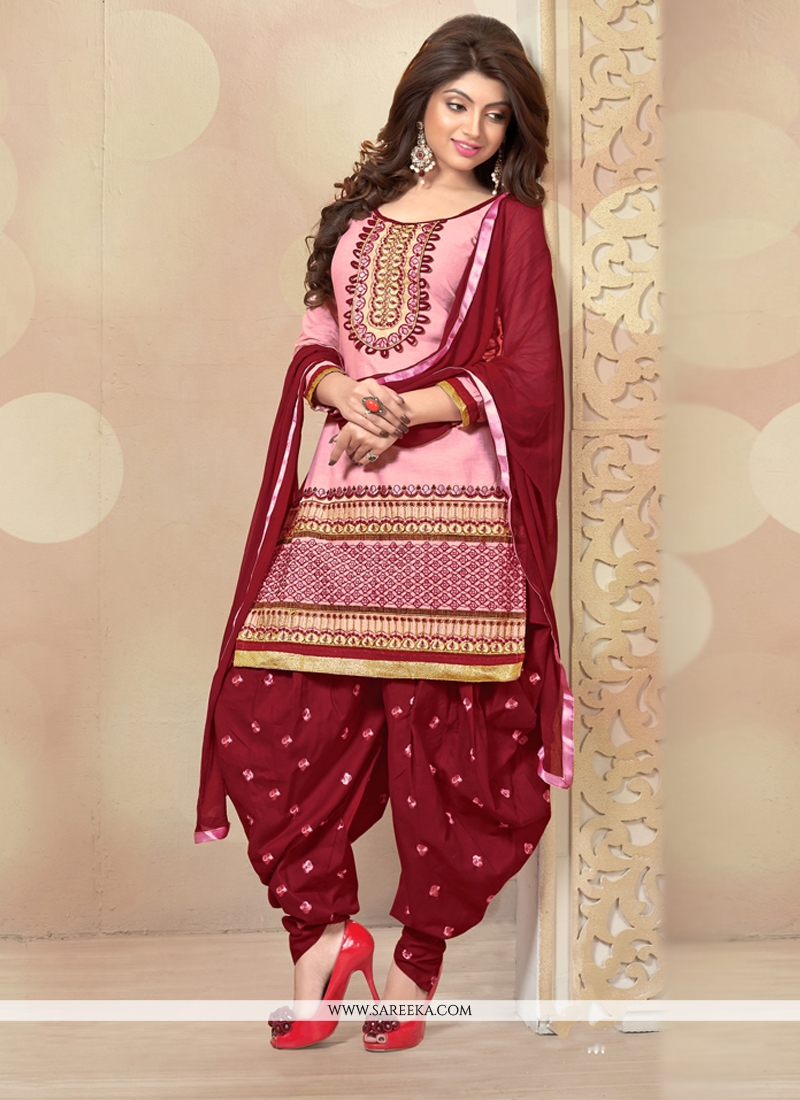 Pink Cotton Punjabi Suit 