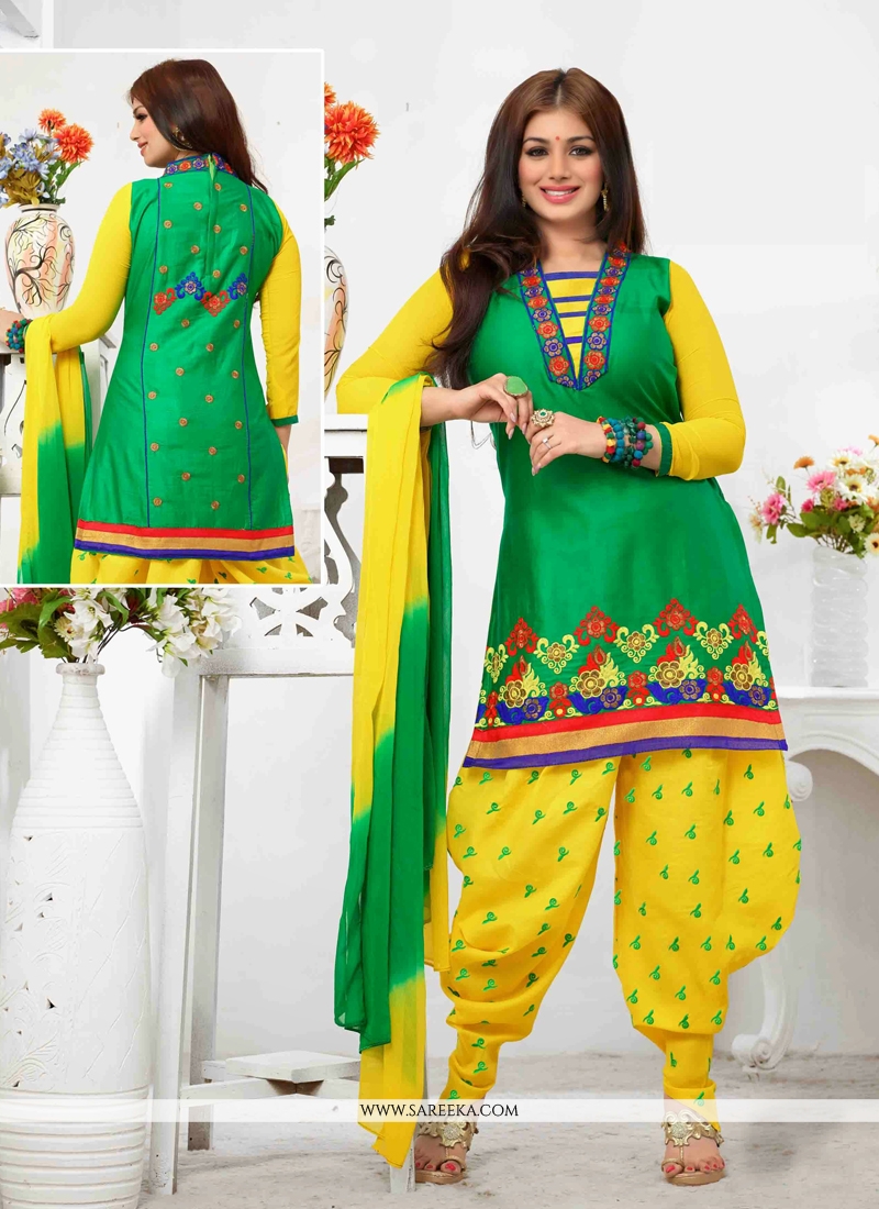 Ayesha Takia Green Cotton Satin Salwar Suit